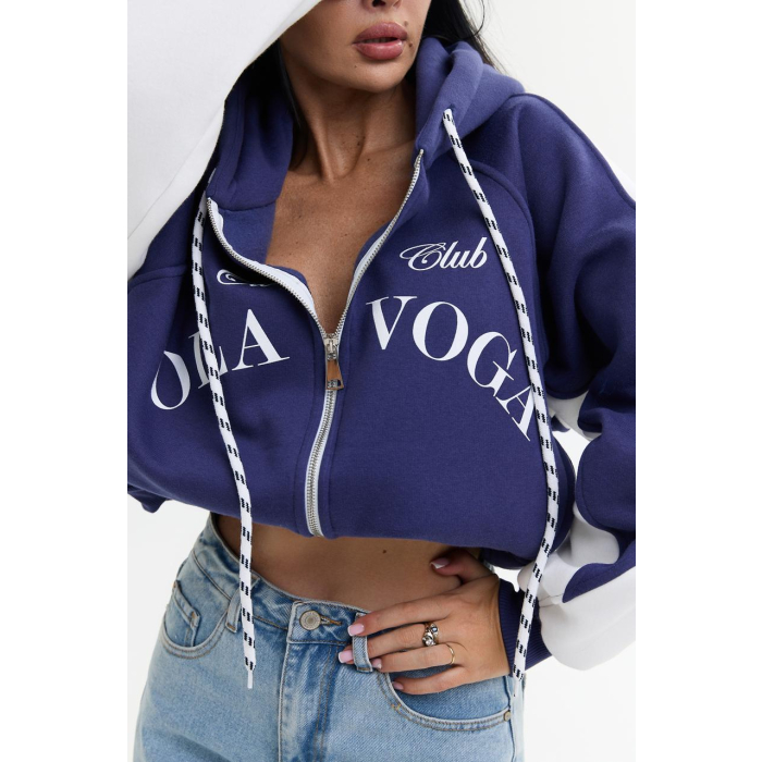 BLUZA DRESOWA DAMSKA NA ZAMEK OVERSIZE OLAVOGA ASHEN SKY DARK BLUE