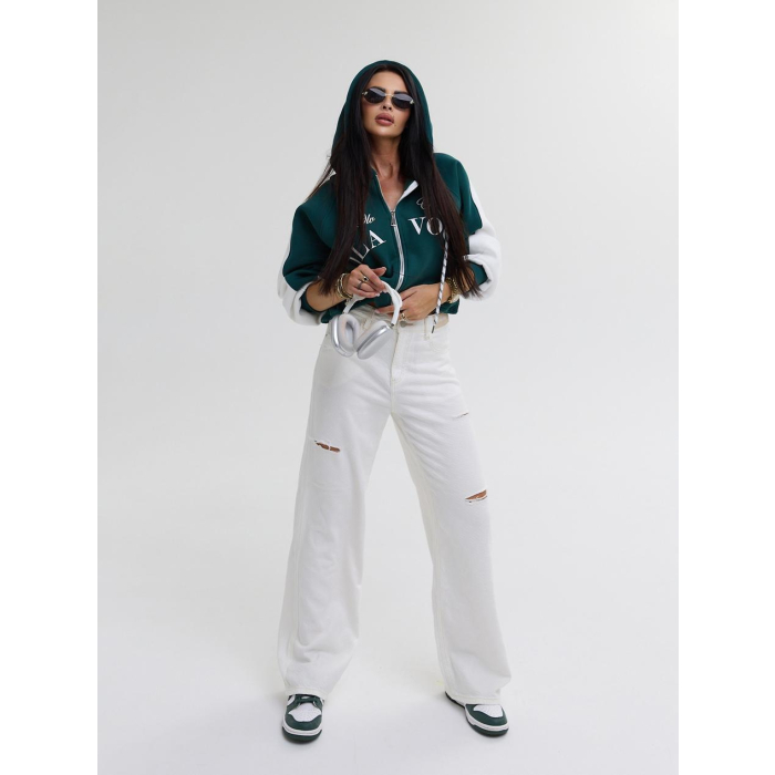 BLUZA DRESOWA DAMSKA NA ZAMEK OVERSIZE OLAVOGA ASHEN SKY DEEP GREEN