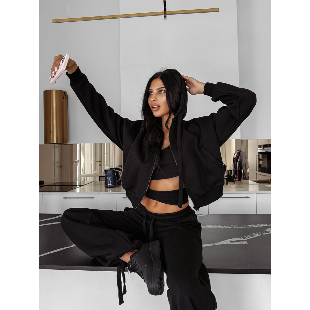 BLUZA DRESOWA DAMSKA NA ZAMEK OVERSIZE OLAVOGA OVERCAST BLACK