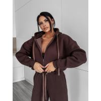 BLUZA DRESOWA DAMSKA NA ZAMEK OVERSIZE OLAVOGA OVERCAST BROWN