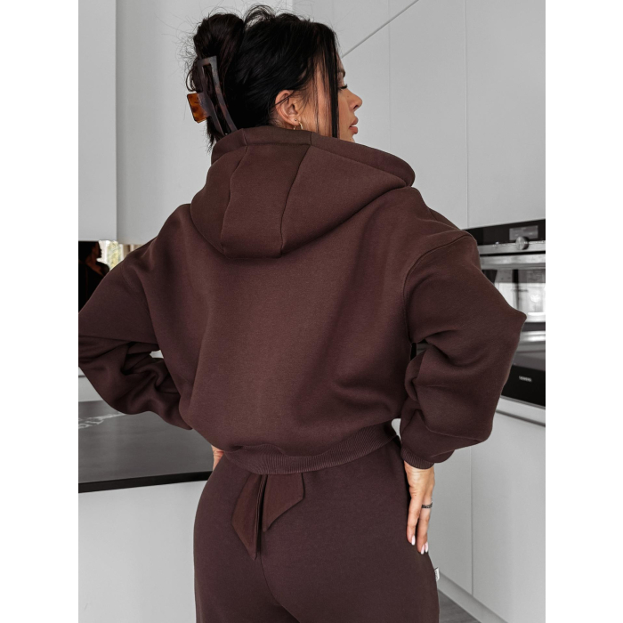 BLUZA DRESOWA DAMSKA NA ZAMEK OVERSIZE OLAVOGA OVERCAST BROWN