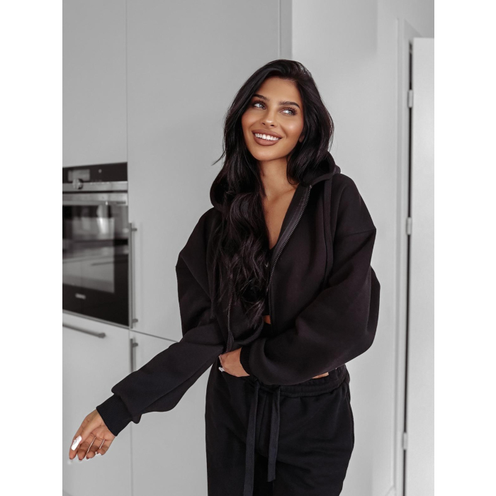 BLUZA DRESOWA DAMSKA NA ZAMEK OVERSIZE OLAVOGA OVERCAST BLACK