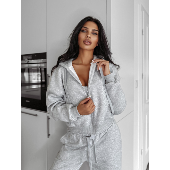 BLUZA DRESOWA DAMSKA NA ZAMEK OVERSIZE OLAVOGA OVERCAST GRAY