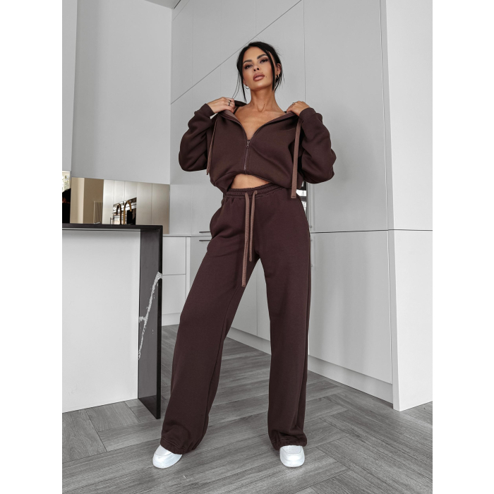BLUZA DRESOWA DAMSKA NA ZAMEK OVERSIZE OLAVOGA OVERCAST BROWN