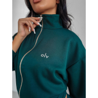 BLUZA DRESOWA DAMSKA NA ZAMEK OVERSIZE OLAVOGA SILENT STORM SWEATSHIRT DEEP GREEN