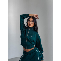 BLUZA DRESOWA DAMSKA NA ZAMEK OVERSIZE OLAVOGA SILENT STORM SWEATSHIRT DEEP GREEN