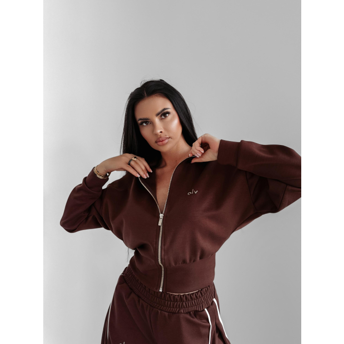 BLUZA DRESOWA DAMSKA NA ZAMEK OVERSIZE OLAVOGA SILENT STORM SWEATSHIRT BROWN