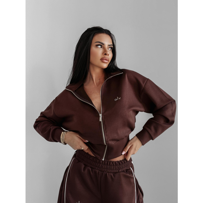 BLUZA DRESOWA DAMSKA NA ZAMEK OVERSIZE OLAVOGA SILENT STORM SWEATSHIRT BROWN