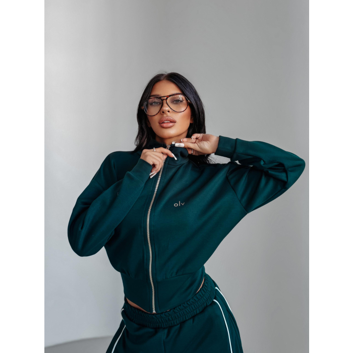BLUZA DRESOWA DAMSKA NA ZAMEK OVERSIZE OLAVOGA SILENT STORM SWEATSHIRT DEEP GREEN