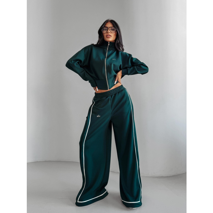 BLUZA DRESOWA DAMSKA NA ZAMEK OVERSIZE OLAVOGA SILENT STORM SWEATSHIRT DEEP GREEN