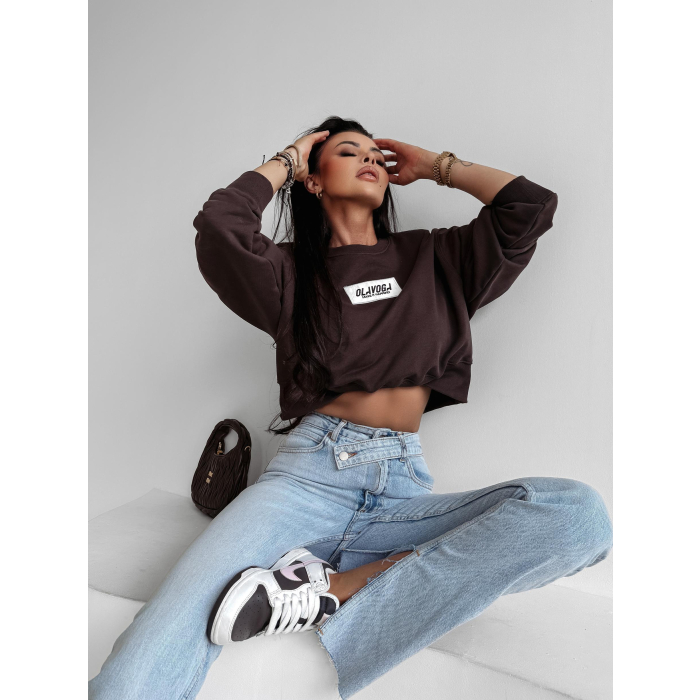 BLUZA DRESOWA DAMSKA OVERSIZE OLAVOGA CINNAMON HAZE BROWN