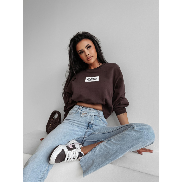BLUZA DRESOWA DAMSKA OVERSIZE OLAVOGA CINNAMON HAZE BROWN