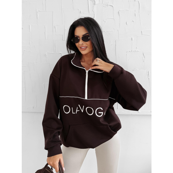 BLUZA DRESOWA DAMSKA OVERSIZE OLAVOGA EASTFIELD BROWN