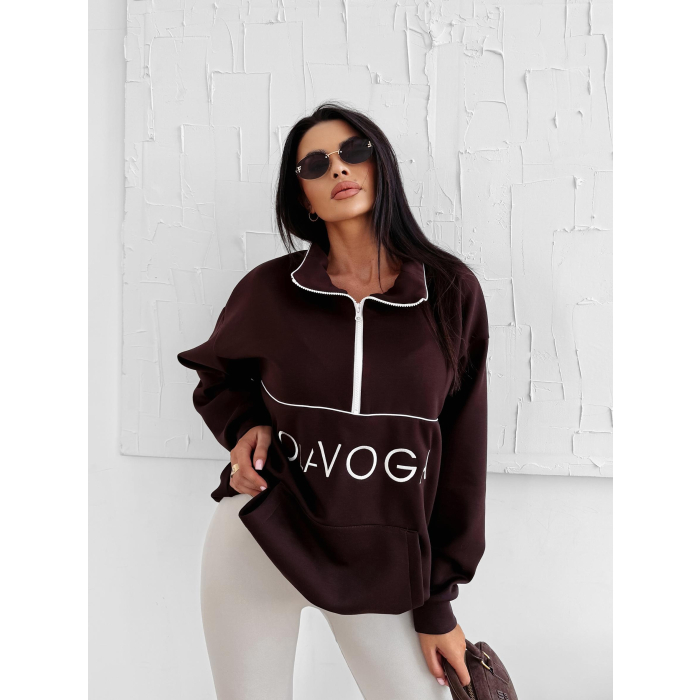 BLUZA DRESOWA DAMSKA OVERSIZE OLAVOGA EASTFIELD BROWN
