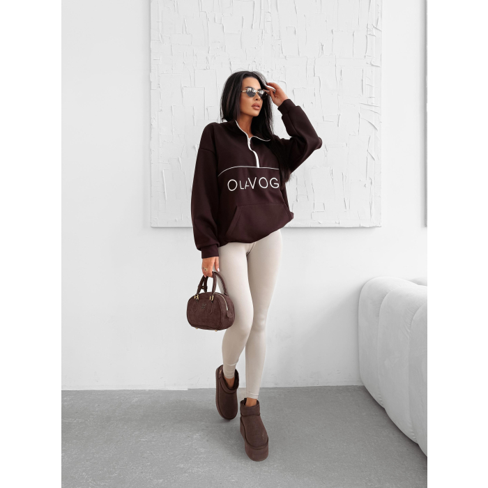 BLUZA DRESOWA DAMSKA OVERSIZE OLAVOGA EASTFIELD BROWN
