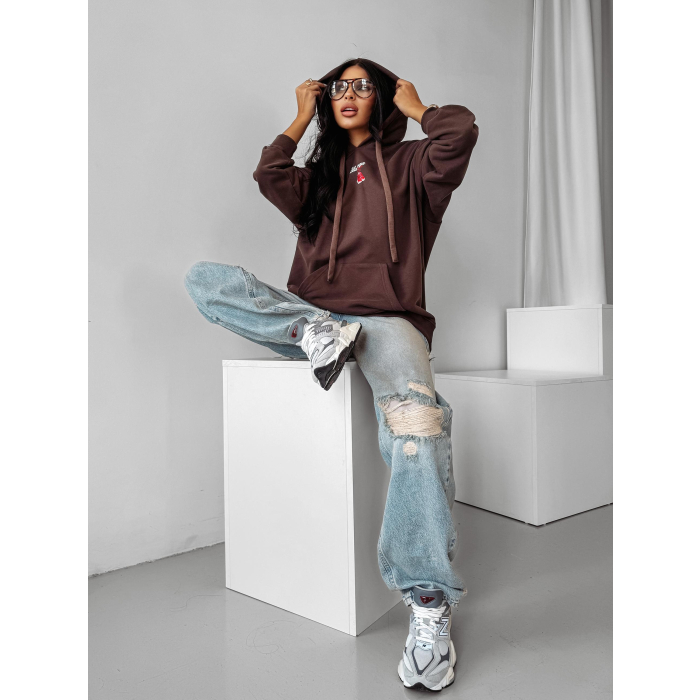 BLUZA DRESOWA DAMSKA OVERSIZE OLAVOGA FLINT BROWN