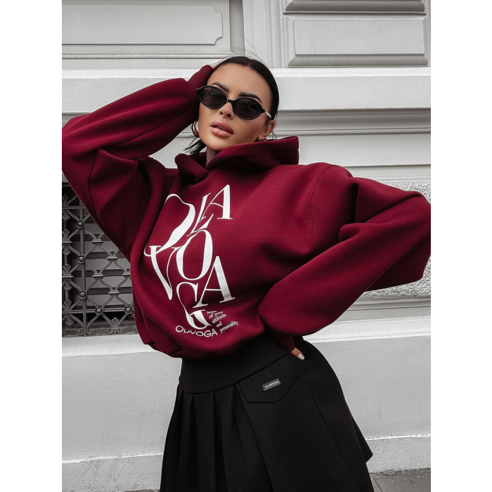 BLUZA DRESOWA DAMSKA OVERSIZE OLAVOGA MORNING MIST BURGUND