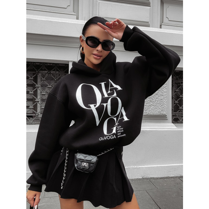 BLUZA DRESOWA DAMSKA OVERSIZE OLAVOGA MORNING MIST BLACK