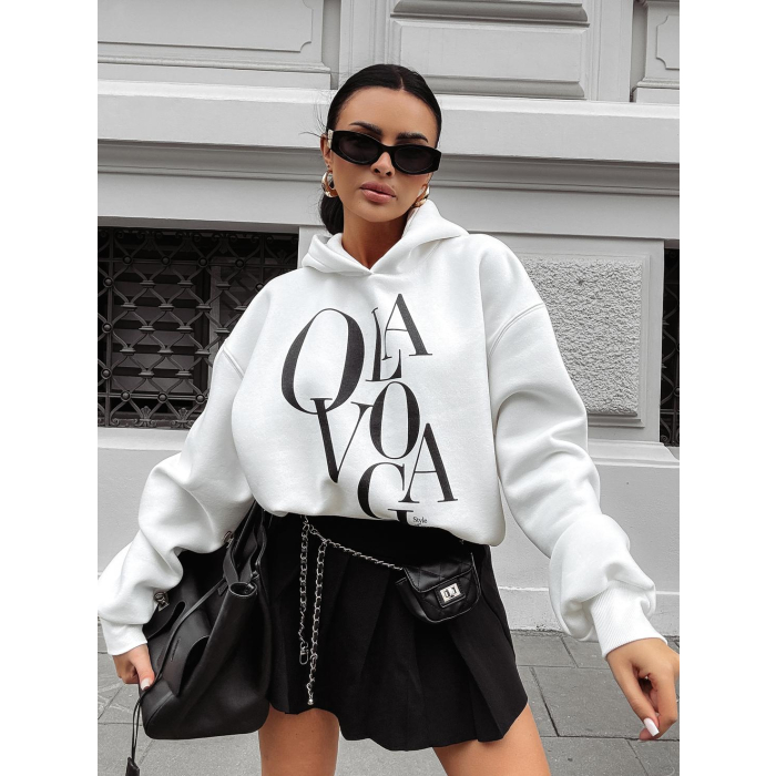 BLUZA DRESOWA DAMSKA OVERSIZE OLAVOGA MORNING MIST ECRU