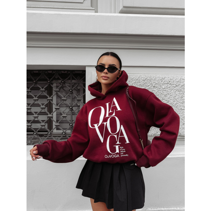 BLUZA DRESOWA DAMSKA OVERSIZE OLAVOGA MORNING MIST BURGUND