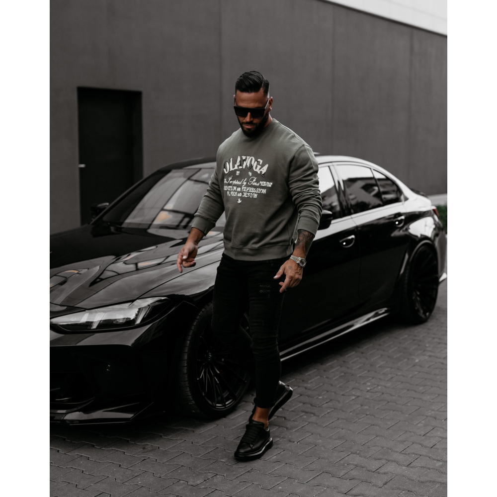 BLUZA MĘSKA BAWEŁNIANA OVERSIZE OLAVOGA MEN VIROUS KHAKI