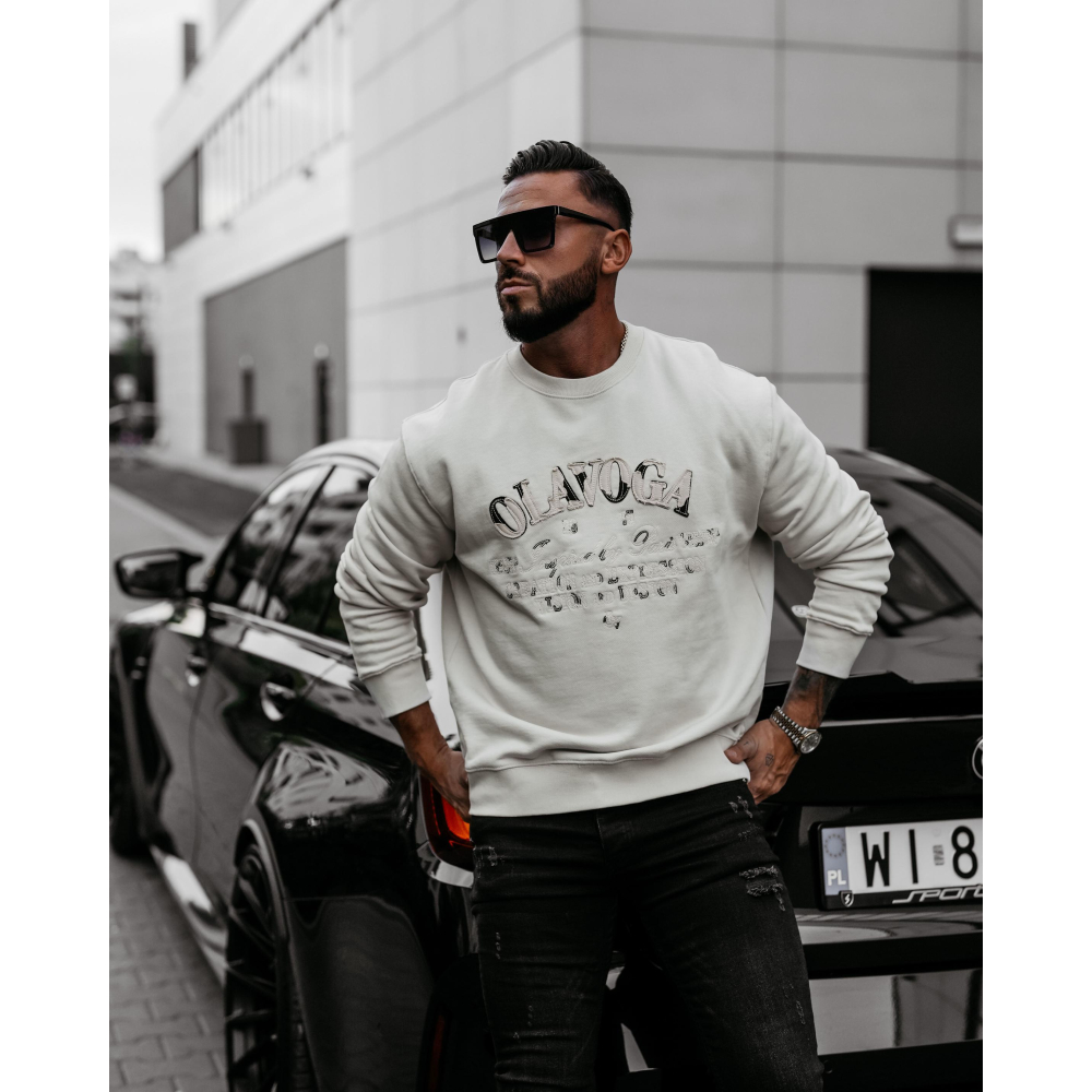 BLUZA MĘSKA BAWEŁNIANA OVERSIZE OLAVOGA MEN VIROUS BEIGE
