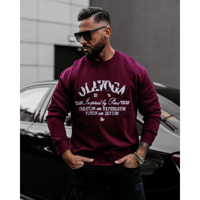 BLUZA MĘSKA BAWEŁNIANA OVERSIZE OLAVOGA MEN VIROUS BURGUND