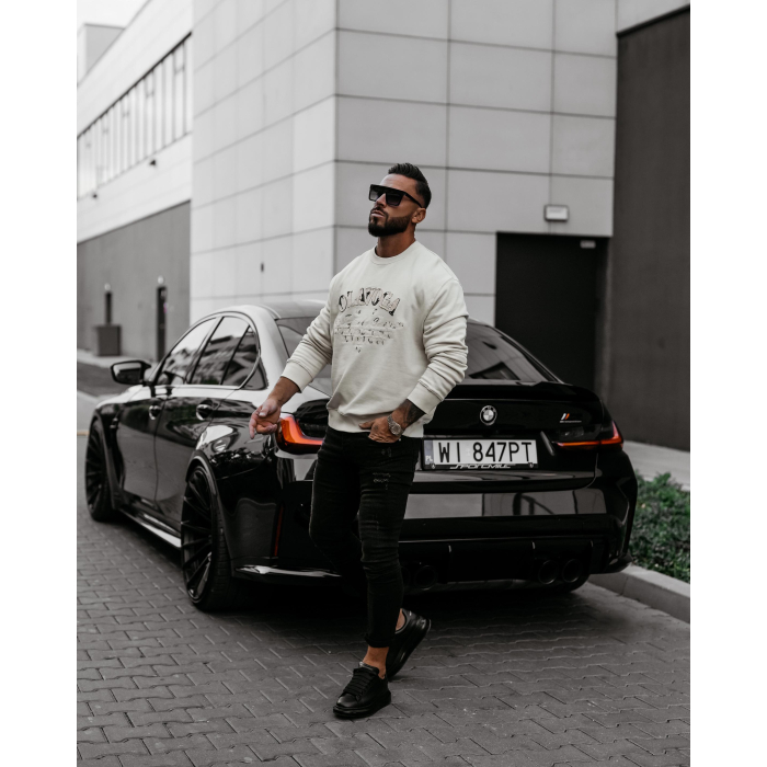 BLUZA MĘSKA BAWEŁNIANA OVERSIZE OLAVOGA MEN VIROUS BEIGE