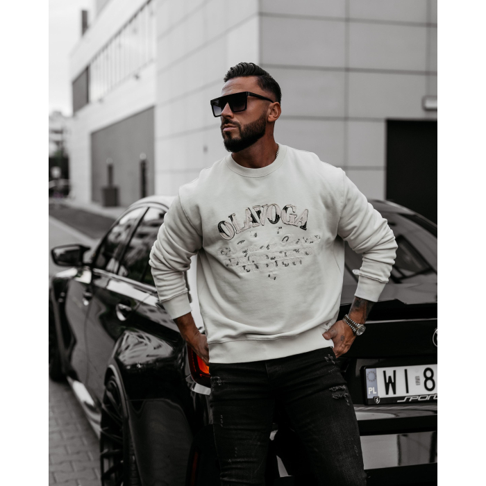 BLUZA MĘSKA BAWEŁNIANA OVERSIZE OLAVOGA MEN VIROUS BEIGE