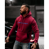 BLUZA MĘSKA BAWEŁNIANA Z KAPTUREM OVERSIZE HAFT OLAVOGA MEN SPRINT RED
