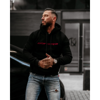 BLUZA MĘSKA BAWEŁNIANA Z KAPTUREM OVERSIZE HAFT OLAVOGA MEN SPRINT BLACK