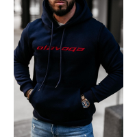 BLUZA MĘSKA BAWEŁNIANA Z KAPTUREM OVERSIZE HAFT OLAVOGA MEN SPRINT NAVY BLUE