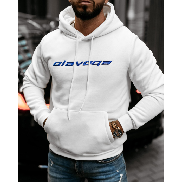 BLUZA MĘSKA BAWEŁNIANA Z KAPTUREM OVERSIZE HAFT OLAVOGA MEN SPRINT ECRU