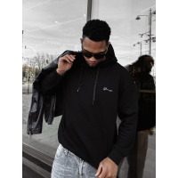 BLUZA MĘSKA BAWEŁNIANA Z KAPTUREM OVERSIZE HAFT OLAVOGA MEN TAZON BLACK