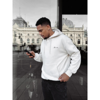 BLUZA MĘSKA BAWEŁNIANA Z KAPTUREM OVERSIZE HAFT OLAVOGA MEN TAZON BEIGE
