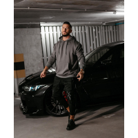 BLUZA MĘSKA BAWEŁNIANA Z KAPTUREM OVERSIZE HAFT OLAVOGA MEN TAZON GRAY