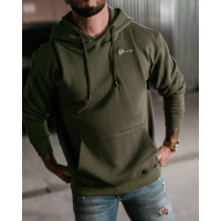BLUZA MĘSKA BAWEŁNIANA Z KAPTUREM OVERSIZE HAFT OLAVOGA MEN TAZON KHAKI