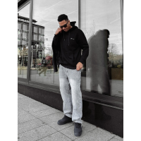 BLUZA MĘSKA BAWEŁNIANA Z KAPTUREM OVERSIZE HAFT OLAVOGA MEN TAZON BLACK
