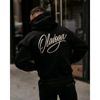 BLUZA MĘSKA BAWEŁNIANA Z KAPTUREM OVERSIZE HAFT OLAVOGA MEN UNIT BLACK