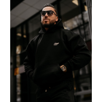 BLUZA MĘSKA BAWEŁNIANA Z KAPTUREM OVERSIZE HAFT OLAVOGA MEN UNIT BLACK
