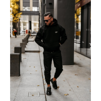 BLUZA MĘSKA BAWEŁNIANA Z KAPTUREM OVERSIZE HAFT OLAVOGA MEN UNIT BLACK