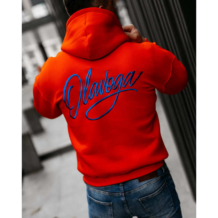 BLUZA MĘSKA BAWEŁNIANA Z KAPTUREM OVERSIZE HAFT OLAVOGA MEN UNIT ORANGE