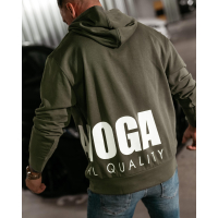 BLUZA MĘSKA BAWEŁNIANA Z KAPTUREM OVERSIZE OLAVOGA MEN PULSE KHAKI