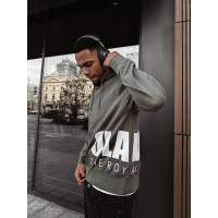 BLUZA MĘSKA BAWEŁNIANA Z KAPTUREM OVERSIZE OLAVOGA MEN PULSE KHAKI