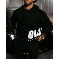 BLUZA MĘSKA BAWEŁNIANA Z KAPTUREM OVERSIZE OLAVOGA MEN PULSE BLACK