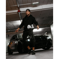 BLUZA MĘSKA BAWEŁNIANA Z KAPTUREM OVERSIZE OLAVOGA MEN PULSE BLACK
