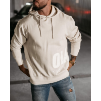 BLUZA MĘSKA BAWEŁNIANA Z KAPTUREM OVERSIZE OLAVOGA MEN PULSE BEIGE