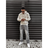 BLUZA MĘSKA BAWEŁNIANA Z KAPTUREM OVERSIZE OLAVOGA MEN PULSE BEIGE