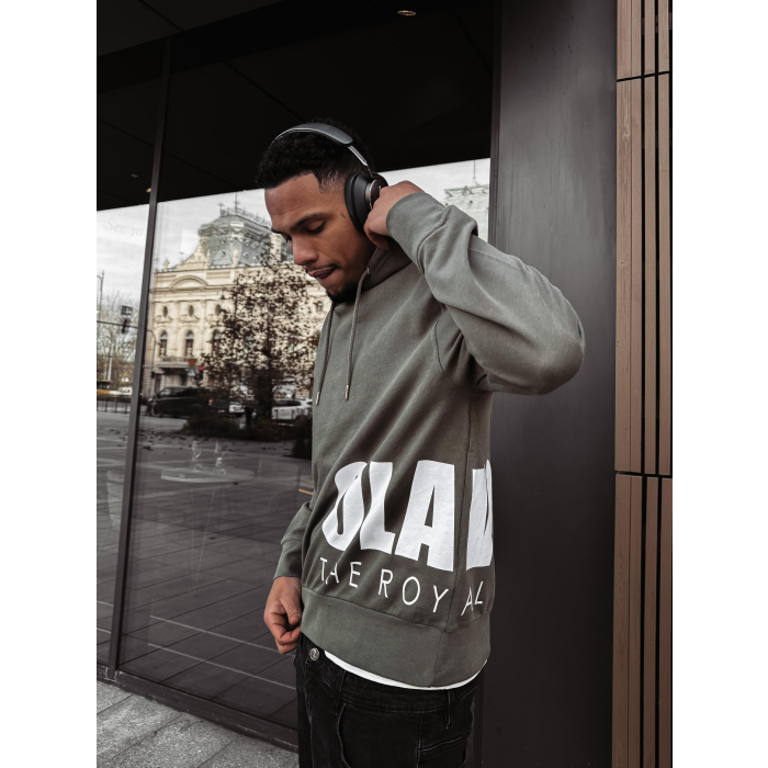 BLUZA MĘSKA BAWEŁNIANA Z KAPTUREM OVERSIZE OLAVOGA MEN PULSE KHAKI