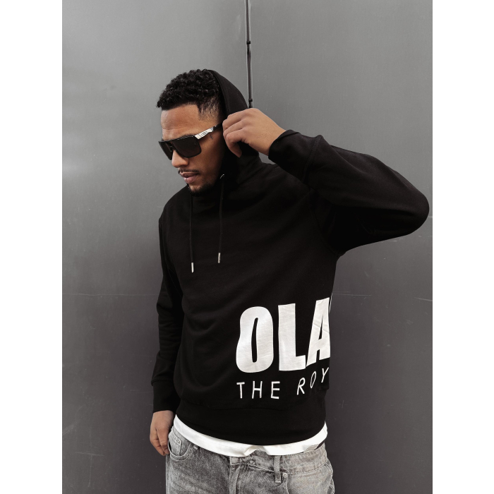 BLUZA MĘSKA BAWEŁNIANA Z KAPTUREM OVERSIZE OLAVOGA MEN PULSE BLACK